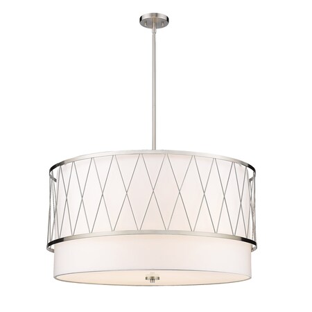 Z-Lite Dalton 5 Light Pendant, Brushed Nickel & White 198-32BN